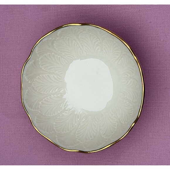 Vintage Lenox Greenfield Candy Dish Bowl 24K Gold Trim Porcelain 4.5" Made USA - Picture 4 of 6